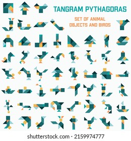 Set of Tangram Puzzle. Pythagoras 