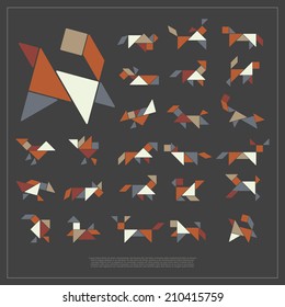 Set of tangram wild animals - vector illustration