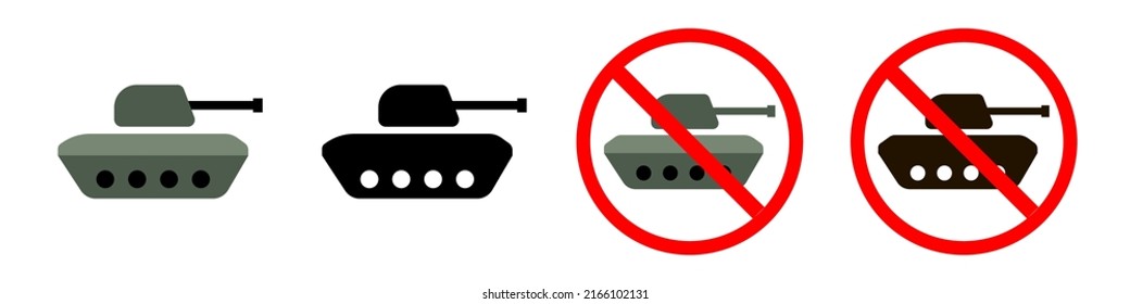 Set of tank icon in flat style. Stop tank.Tank icon logo isolated on white background