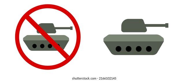 Set von Panzersymbol im flachen Stil. Stopptank.Tank-Symbol-Logo einzeln auf weißem Hintergrund