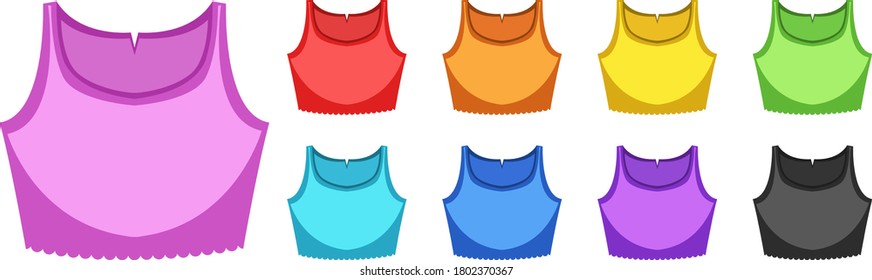 Set of tank top on white background illustration