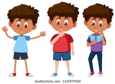 Set of tanned boys illustration