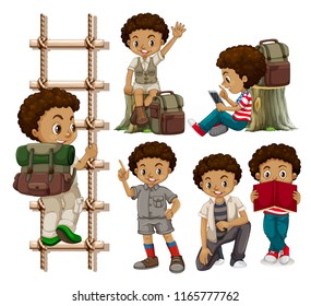 Set of tanned boys illustration