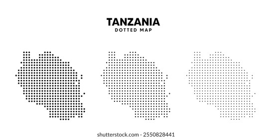 Set of Tanzania dotted map vector on white isolated