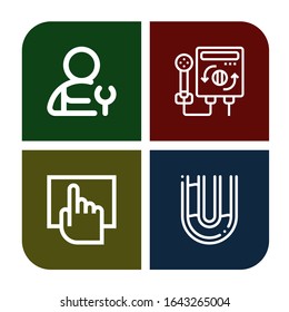Conjunto de iconos de punteo. Tales como Plumero, Calentador, Pantalla táctil, Pipe , iconos de punteo