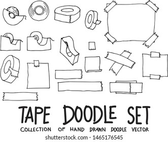 Set of Tape Drawing illustration Hand drawn doodle Sketch line vector