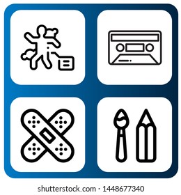 Set of tape icons such as Crime scene, Cassette, Band aid, Paint tools , tape