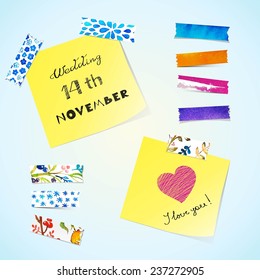 set of tape and stick note paper