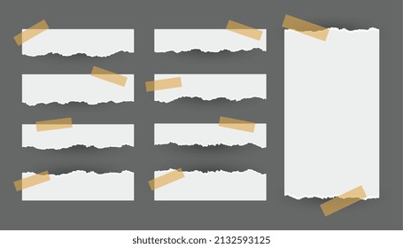 set of tape torn ripped paper sheets