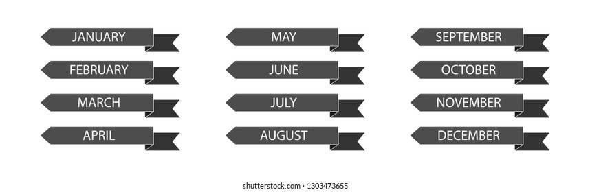 set of tapes with the name of the months of the year for decoration and design