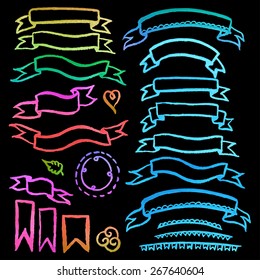 A set of tapes. Vector Watercolor colorful texture. Rainbow colors. Isolated on background.