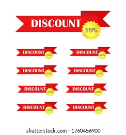 set of tapes with the words discount and interest for the store, trade and business. Simple design isolated on a white background