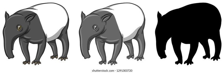 Set of tapir character illustration
