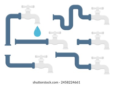Set of taps on white background, vector eps10 illustration