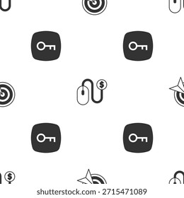 Set Target, Advertising and Key on seamless pattern. Vector