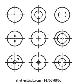 Set Of Target Aim Icons. Collection Of Sniper Scope And Shooting Target Vector Icon