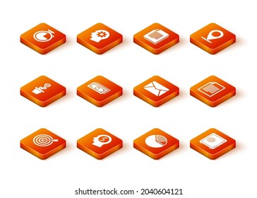 Set Target with arrow, Business man planning mind, Dollar plant the pot, Stacks paper money cash, Pie chart infographic and Envelope icon. Vector