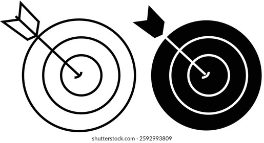  set of Target and Arrow Icon – Business Goal Achievement, Marketing Strategy, and Precision Success Symbol with Transparent Background.