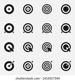 Set of target black and white vector icons.