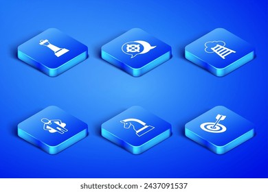 Set Target, Chess, Head hunting,  and Stair with finish flag icon. Vector