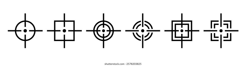 Set of target destination icon. Aim sniper . Focus cursor bull eye mark . Vector, Gun Sight Crosshairs Bullseye. sniper rifle target. Focus target .