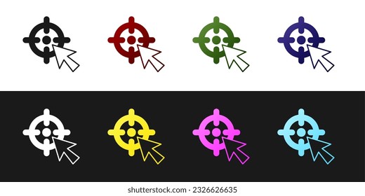 Set Target financial goal concept icon isolated on black and white background. Symbolic goals achievement, success.  Vector