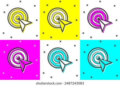 Set Target financial goal concept icon isolated on color background. Symbolic goals achievement, success.  Vector
