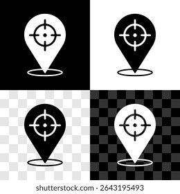 Set Target financial goal concept icon isolated on black and white, transparent background. Symbolic goals achievement, success.  Vector