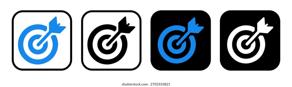 Setze flache Symbole deiner Wahl, Siegeszeichen. Ziel mit Pfeil-Symbol-Vorzeichen, Vektor