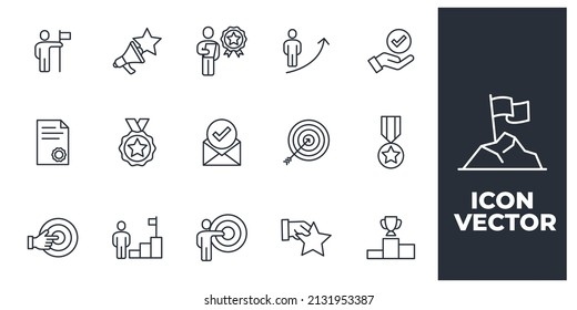 Satz von Ziel- und Zielelementen-Symbolvorlagen für die grafische und Web-Design-Kollektion, Vektorgrafik