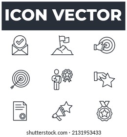 conjunto de plantillas de símbolos de elementos de objetivo y objetivo para ilustración vectorial de colección de diseño gráfico y web
