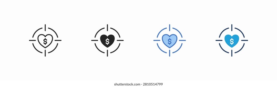 Set of target icon collection in multiple style. Icon suitable for web and mobile application