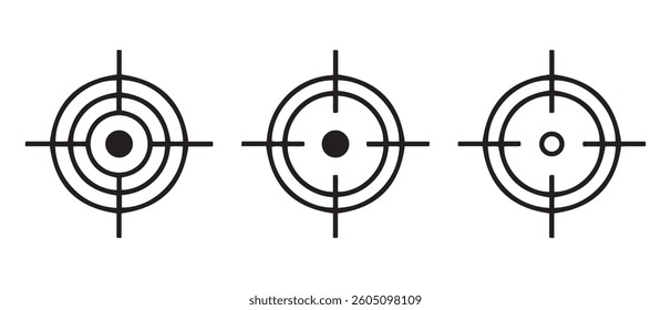 Set of target icon. Gun target icon set on isolated background.