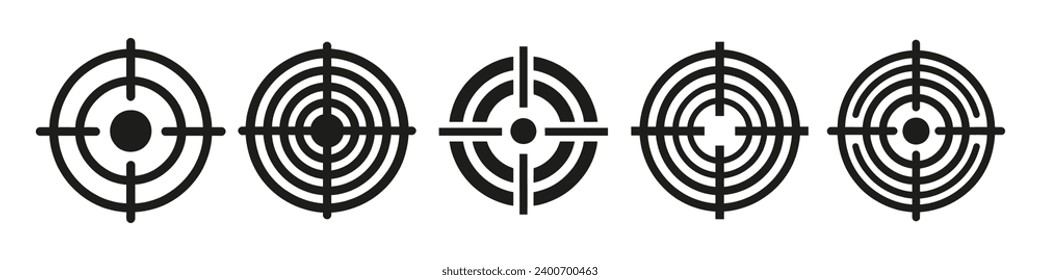 Establecer el icono de destino. Icono de vista o de destino aislado. Ilustración del vector