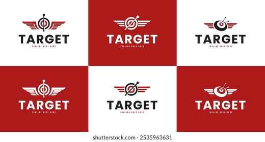 Set of target icon with wing logo design collection vector template illustration