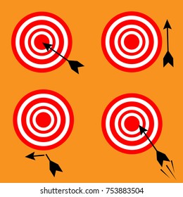 Set with target icons with different arrows. Vector, illustration.
