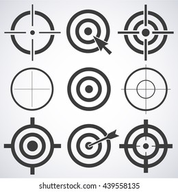 Set of target icons sight sniper symbol isolated on a gray background, crosshair and aim vector illustration stylish for web design