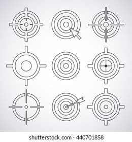 Set of target icons sight sniper symbol isolated on a gray background, crosshair and aim vector illustration stylish for web design
