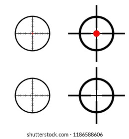 Set target icons sniper scope, crosshair and aim symbol isolated on a white background, vector illustration.