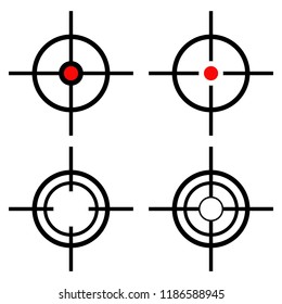 Set target icons sniper scope, crosshair and aim symbol isolated on a white background, vector illustration.