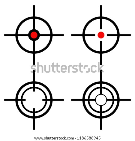 Set target icons sniper scope, crosshair and aim symbol isolated on a white background, vector illustration.