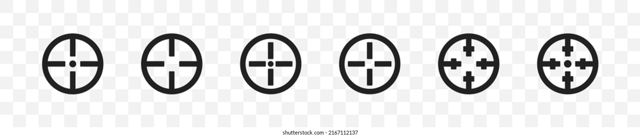 Set von Zielsymbolen. Vektorgrafik einzeln. Zielsymbol eingestellt. Eine Symbolsammlung.
