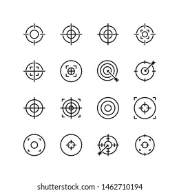 Set of target line icon design, goal business mark vector illustration. Black outline vector icons, isolated against the white background.