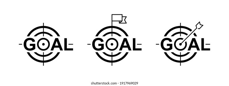Stellen Sie das Symbol der Zielzeile ein. Zielkonzept. Symbol für Marketingstrategien. Logo-Design. Vektorgrafik.