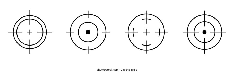 Set of target line icons. Aim gun symbol. Crosshair target weapon 