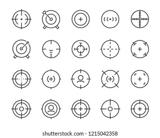 set of target line icons, such as job hunting, aiming, arrow