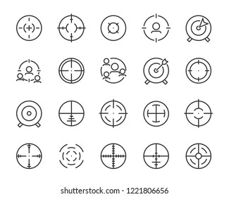 set of target line icons such as aim, hunting, accuracy
