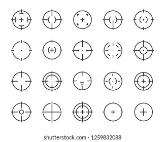 set of target line icons such as aim, hunting, accuracy