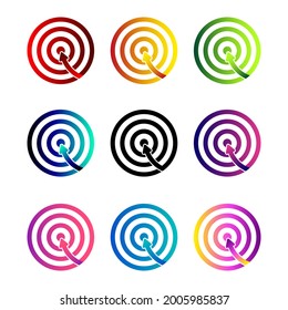 Set of Target Logo Design Templates for marketing technology business health company with colorful gradient modern high-end look. Dartboard and dartboard vector design