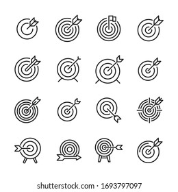 Set of target related vector line icons. Premium linear symbols pack. Vector illustration isolated on a white background. Web symbols for web sites and mobile app. Trendy design. 